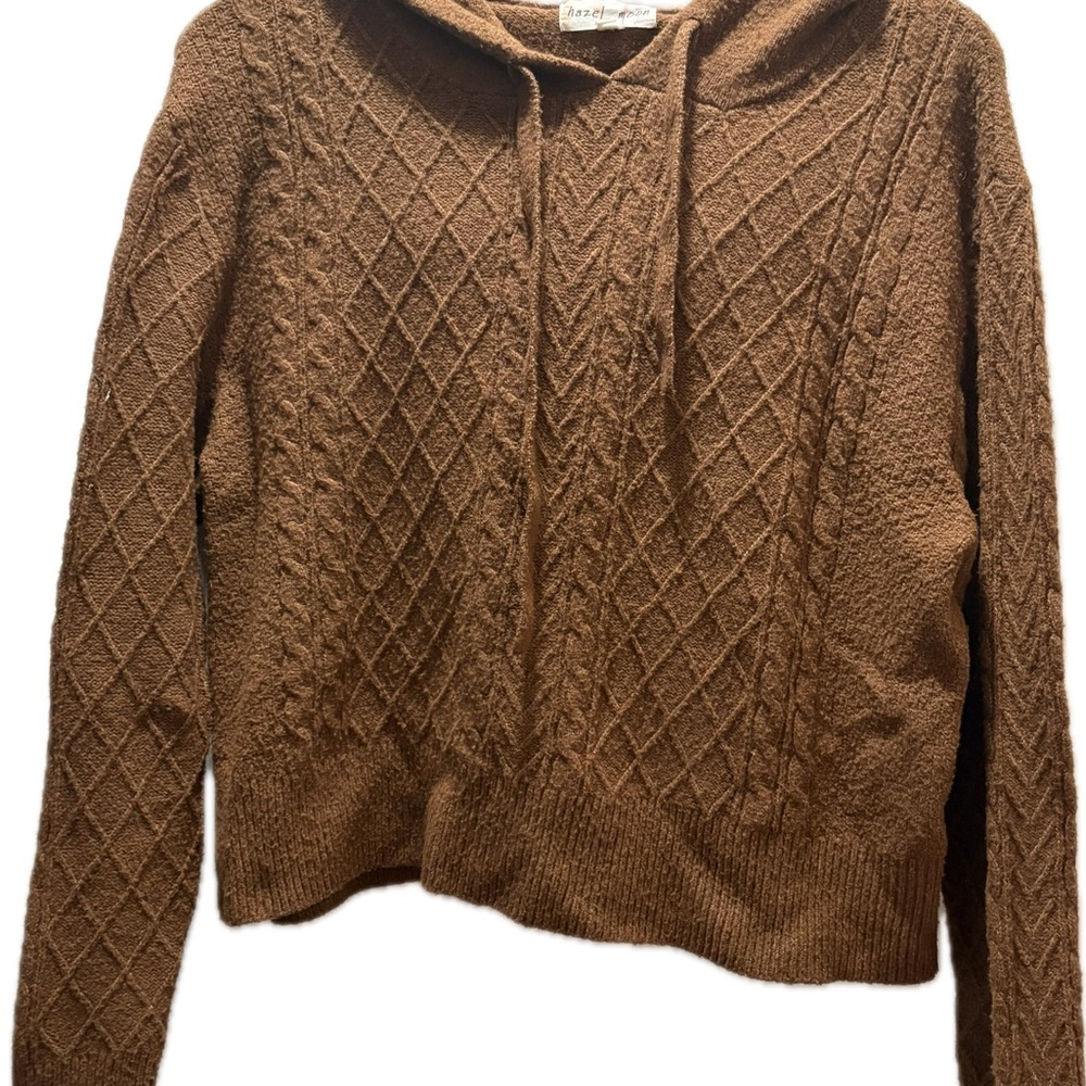 Handknit Brown Women's Cowl Neck Sweater